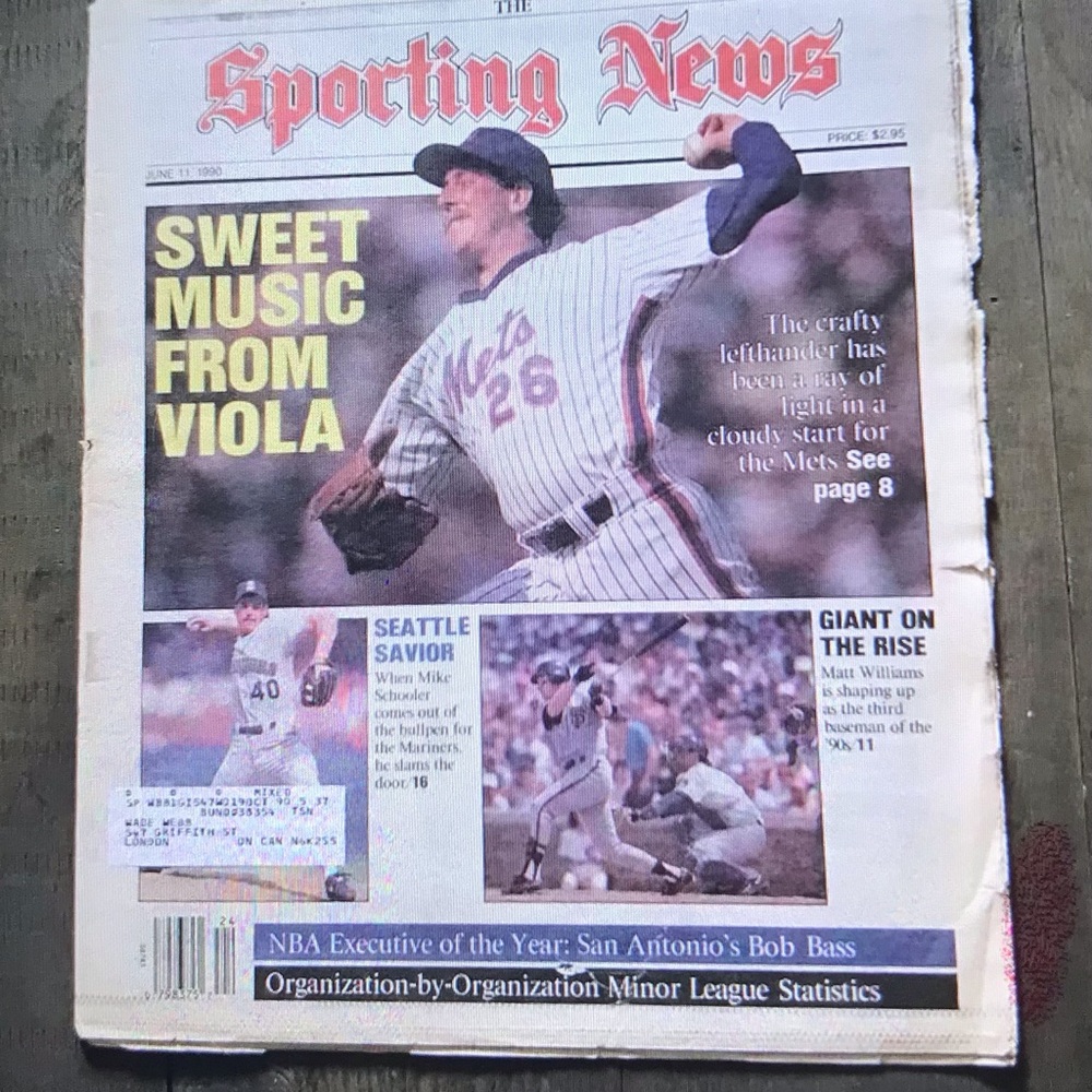 June 11th 1990 Sporting News Vintage Newspaper Cover - Mets Pitcher